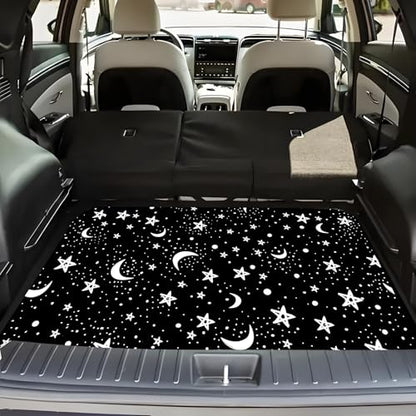 Universal Car Trunk Mat 29" x 39", Night Stars and Moon All Weather Trunk Protection Cargo Liner, Durable Cargo Mat Rear Trunk Liner, Stylish Vehicle Interior Accessories Suitable for Most Car Models - color: Stars and Moon