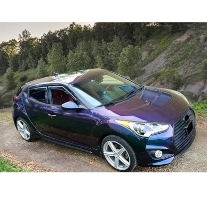 IKON MOTORSPORTS Out Channel Window Visors Compatible with 2011-2018 Hyundai Veloster, Dark Smoke Slim Style Acrylic Car Rain Sun Window Shade Guard Visor