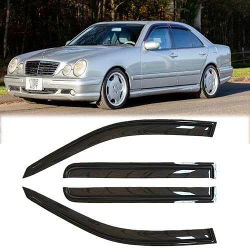 Rainproof Side Window Wind Deflectors for Benz E-Class W210 1996-2002 | Tape-on Sun Rain Guards, Stylish Car Window Visors & Vent Deflectors Installation Tape Included MB07 - size: E-CLASS W210 1996-2002