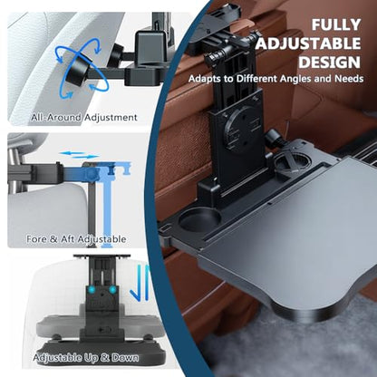 Car Back Seat Tray Table for Jeep Compass 2015 2016 2017, Foldable Backseat Tray Desk for Rear Passengers, with Non-Slip pad, Phone and Drink Holder, for Eating and Work