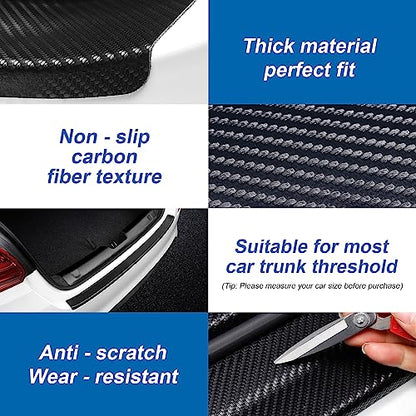 Universal Rear Bumper Protector, 47.2x2.75 Inches Carbon Fiber Textured Anti-Scratch Film, Easy Install No Bubble Guard Black - size: 47.2X2.75