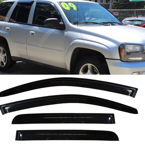 Wensdy 4pcs Side Window Wind Deflectors,Outside Mount Shade Sun rain Guards,Dark Smoke Visors for 2002-2009 Chevy Trailblazer/GMC Envoy, 94733 - size: 02-09 Trailblazer/Envoy