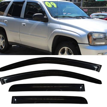 Wensdy 4pcs Side Window Wind Deflectors,Outside Mount Shade Sun rain Guards,Dark Smoke Visors for 2002-2009 Chevy Trailblazer/GMC Envoy, 94733 - size: 02-09 Trailblazer/Envoy