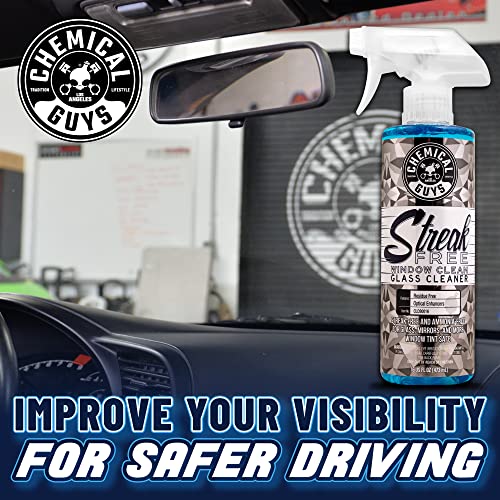 Chemical Guys Streak Free Glass and Window Cleaner - Works on Glass, Windows, Mirrors, and Screens, Ammonia-Free and Safe on Tinted Windows, for Cars, Trucks, SUVs, and Home Use - 16 oz - style: 16 oz (Pack of 1)