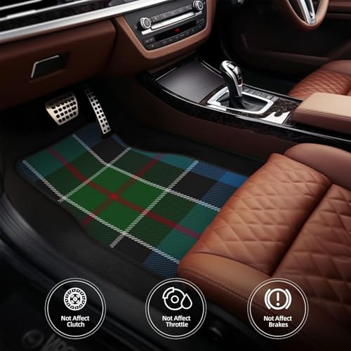 Kirkpatrick Tartan Car Foot Pad 4pc Set - Thick Rubber Floor Pad Suitable for Off Road Trucks, Home Suvs, and Daily Commuters