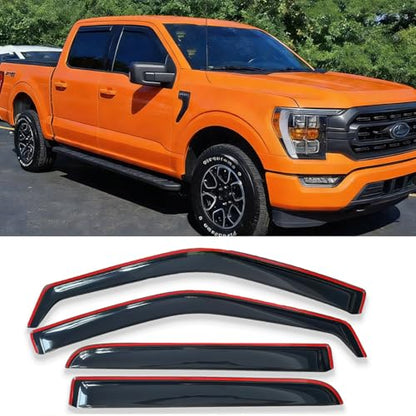 in-Channel Side Window Rain Guards Window Visor Vent Deflectors Compatible with Ford F-150 SuperCrew Cab 2015-2020, Wind Deflector Smoke 4PCS F150 - size: For Ford F-150 SuperCrew Cab 2015-2020