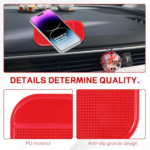 10PCS Car Dashboard Non-Slip Mat, Multifunctional Anti-Slide Sticky Pad for Auto Dashboard, Anti-Slip Dash Pad for Cell Phone, Radar Detector, Keys, Glasses, GPS, Coins (Red) - color: Red