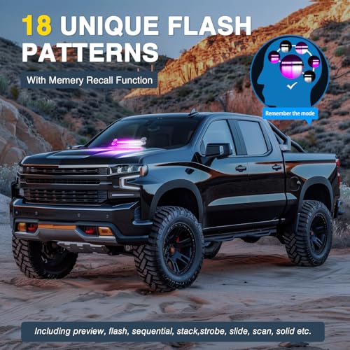 Nilight 12LED Traffic Advisor Strobe Light Bar Purple White Emergency Warning Hazard Safety Dash Front/Rear Windshield Flashing Lights for Cars Trucks Police Firefighter Plow Construction Vehicles - color: Purple White