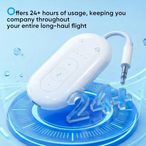 Airplane Bluetooth Adapter for Headphone Earphone, Bluetooth Audio Transmitter for TV, Transmitter Receiver 2 in 1 Dongle Work wih 3.5mm AUX Jacks for Speaker, Car, Gym