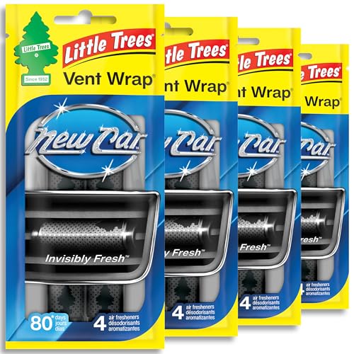 LITTLE TREES Car Air Freshener | Vent Wrap Provides Long Lasting Scent, Invisibly Fresh | New Car Scent, 16 Air Fresheners - color: New Car Scent