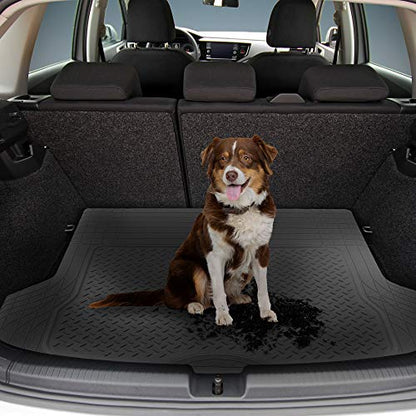 FH Group Climaproof™ Trimmable Non-Slip Vinyl Floor Mats Full Set - Universal Fit for Cars Trucks and SUVs (Gray) F11306 + F16400 - color: Gray, style: Combo Set
