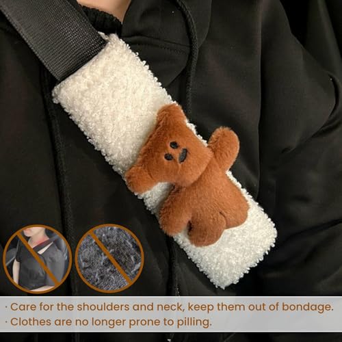 2 PCS Seat Belt Cover Pad, Cute Kawaii Animal Bunny Seatbelt Covers for Kids and Adults, Winter Plush Fluffy Soft Seat Belt Cover, Cartoon Seatbelt Cushion,Car Seat Strap Pads (C-Bunny) - color: C-Bunny
