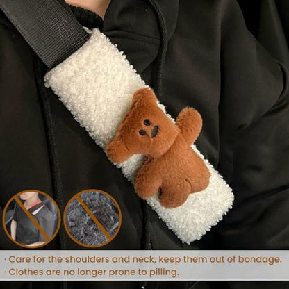 2 PCS Seat Belt Cover Pad, Cute Kawaii Animal Bunny Seatbelt Covers for Kids and Adults, Winter Plush Fluffy Soft Seat Belt Cover, Cartoon Seatbelt Cushion,Car Seat Strap Pads (C-Bunny) - color: C-Bunny