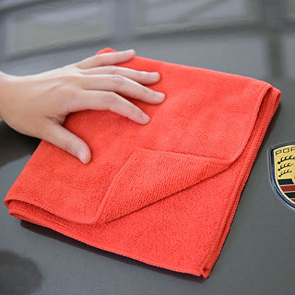 CARCAREZ Premium Microfiber Detailing Towels, 340 GSM Lint Free Car Buffing Waxing Polishing Drying Towels (6, Red, 16x16 Inch) - color: Red