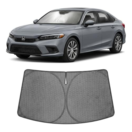 Proadsy Windshield Sun Shade Custom Fit Honda Civic 11th Gen 2022-2026 Ice Crystal Black Front Window Sunshade UV and Heat Blocker Foldable Visor Keeps Car Cooler for Summer Parking and Daily Use - size: 2022-2026 Honda Civic