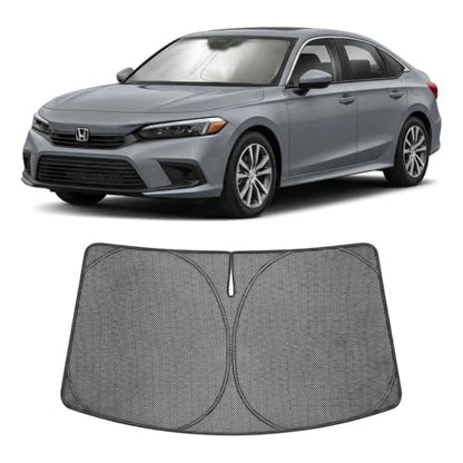 Proadsy Windshield Sun Shade Custom Fit Honda Civic 11th Gen 2022-2026 Ice Crystal Black Front Window Sunshade UV and Heat Blocker Foldable Visor Keeps Car Cooler for Summer Parking and Daily Use - size: 2022-2026 Honda Civic