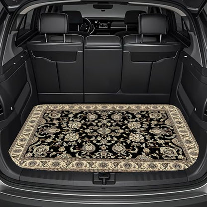 Universal Car Trunk Mat 29" x 39", Beige Bohemian Style All Weather Trunk Protection Cargo Liner, Durable Cargo Mat Rear Trunk Liner,Stylish Vehicle Interior Accessories Suitable for Most Car Models - color: Beige Bohemian Style