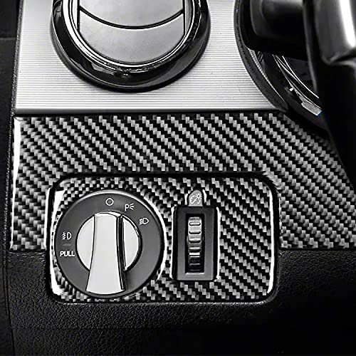 Car Interior Decals Headlight Switch Panel Cover Carbon Fiber Accessories Trim Sticker Compatible with Ford Mustang GT Shelby 2005 2006 2007 2008 2009 3PCS - color: Headlight Panel-black