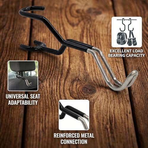 Hard Hat Holder for Truck, Hard Hat Hanger for Truck, Car Seat Hooks for Headrest, Organizer for Safety Vest, Jackets, and Bags, 6.1 x 1.72 in