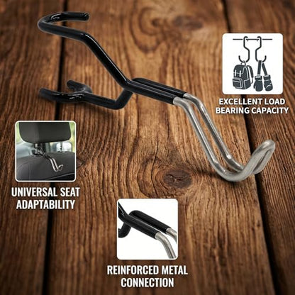 Hard Hat Holder for Truck, Hard Hat Hanger for Truck, Car Seat Hooks for Headrest, Organizer for Safety Vest, Jackets, and Bags, 6.1 x 1.72 in