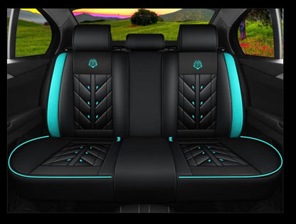 Comfortable Leather Auto Car Seat Covers 5 Seats Full Set Universal Fit (Black & Green) - color: Black & Green