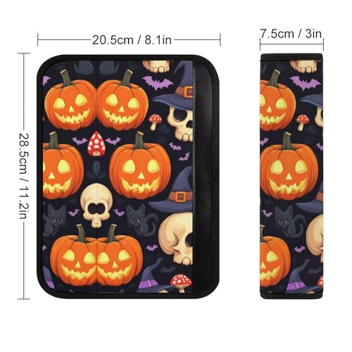 Women's Car Belt Covers, Halloween Gothic Witch Black Cat Bat Pumpkin Skull Mushroom Fashion Cushion Pad Car Shoulder Strap Harness Pad - color: Color361