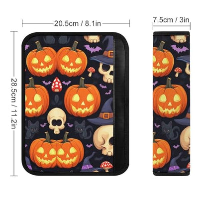 Women's Car Belt Covers, Halloween Gothic Witch Black Cat Bat Pumpkin Skull Mushroom Fashion Cushion Pad Car Shoulder Strap Harness Pad - color: Color361