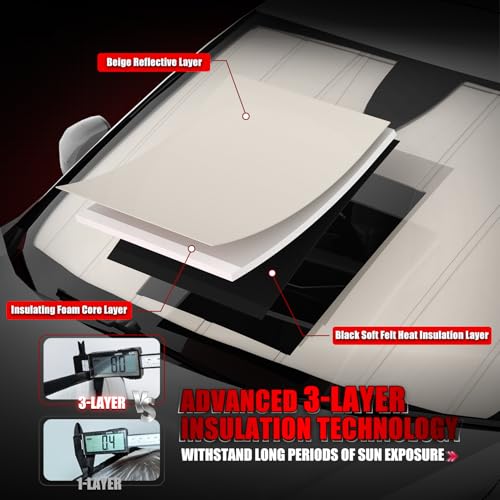 Windshield Sun Shade for Silverado/Sierra 1500 2019-2026, Silverado/Sierra 2500HD 3500HD 2020-2026, Accordion Folding Design Blocks Heat & UV Rays Maintain Cool Interior and Save Space - size: Silverado/Sierra 1500 2500HD 3500HD 2019-2026