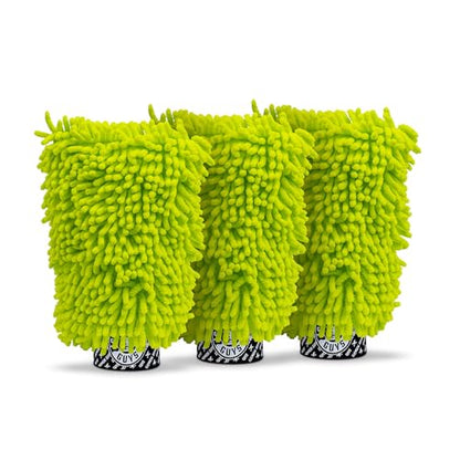 Chemical Guys, Chenille Premium Scratch-Free Microfiber Wash Mitt, Lime Green, 9.6" x 2.3" x 7" (3 Pack) - MIC49303 - size: 3 Pack