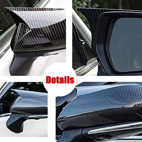 2Pcs Carbon Fiber Style Rear View Side Mirror Cover Trim Compatible with Toyota Camry LE/SE/XLE/XSE/XLE 2018-2021