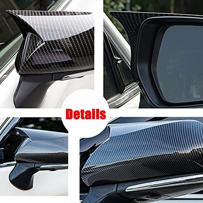 2Pcs Carbon Fiber Style Rear View Side Mirror Cover Trim Compatible with Toyota Camry LE/SE/XLE/XSE/XLE 2018-2021