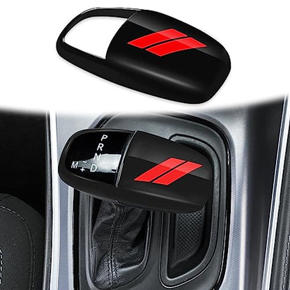 auovo Gear Shift Knob Cover Trim for Dodge Charger Accessories 2015-2023 Challenger 2015-2024 / Durango 2016-2026 (Black-Red) - color: Black-Red