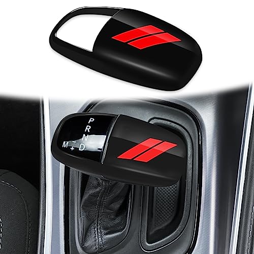 auovo Gear Shift Knob Cover Trim for Dodge Charger Accessories 2015-2023 Challenger 2015-2024 / Durango 2016-2026 (Black-Red) - color: Black-Red