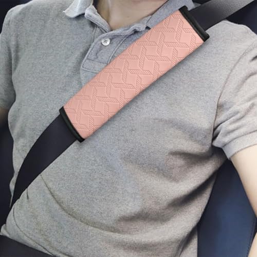 2PCS Car Seatbelt Cover, 9.05 Inches Soft Leather Vehicle Safety Seat Belt Strap Cushion, Comfortable Auto Shoulder Neck Chest Protection Pads Accessories, Extremely Long (Pink) - color: Pink/9 inches