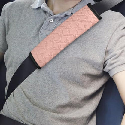 2PCS Car Seatbelt Cover, 9.05 Inches Soft Leather Vehicle Safety Seat Belt Strap Cushion, Comfortable Auto Shoulder Neck Chest Protection Pads Accessories, Extremely Long (Pink) - color: Pink/9 inches