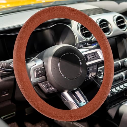 Universal Car Silicone Steering Wheel Cover Snake Pattern Auto Accessory, 14-15.7 Inch Anti-Slip Car Steering Wrap with Massage Texture for Truck SUV & Most Cars