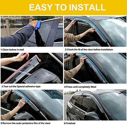 4 Pieces Smoke Tinted Tape-On Side Window Deflectors Rain Guards Designed for 2018-2023 EcoSport - size: 2018-2023 EcoSport
