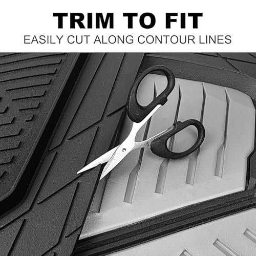 CAR PASS Heavy Duty Rubber Car Mats, Deep-Dish Car Floor Mats All Weather, Universal Two-Tone Trim-to-Fit for SUVs Trucks Sedans, Waterproof Anti-Slip, 3 Pieces V12 Black and Metallic Gray - color: Black and Gray