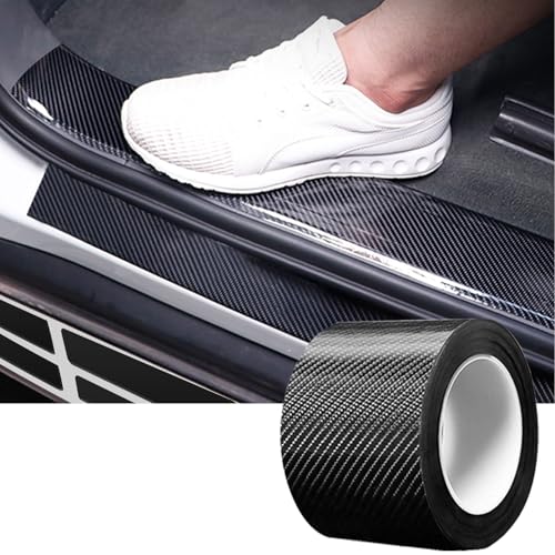 Automotive Car Door Edge Entry Guards Door Sill Protector Strip 5D Carbon Fiber Vinyl Wrap Film Paint Threshold Scuff Plate Protectors Anti-Collision for Most Vehicles (Black, 2.7in*33FT) - size: 2.7in*33FT