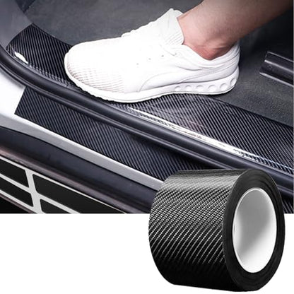 Automotive Car Door Edge Entry Guards Door Sill Protector Strip 5D Carbon Fiber Vinyl Wrap Film Paint Threshold Scuff Plate Protectors Anti-Collision for Most Vehicles (Black, 2.7in*33FT) - size: 2.7in*33FT