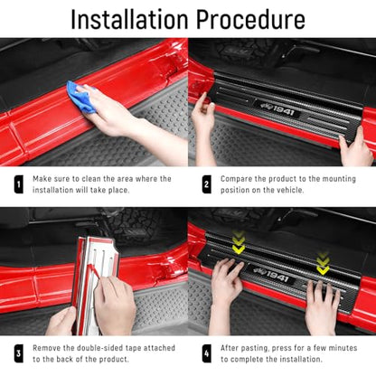 YOJOJOCO Door Sill Guards Compatible with Jeep Wrangler JL JLU 2018-2026 & Gladiator JT 2020-2026 Accessories Stainless Steel Material Carbon Fiber Texture Front and Rear Door Sill Protector - size: 4-Door (Carbon Fiber Texture)