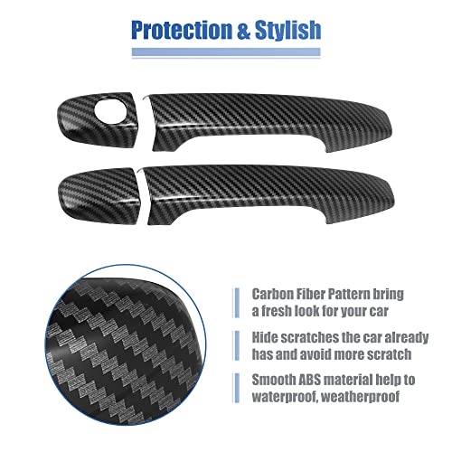 X AUTOHAUX 8 Pcs Car Door Handle Cover Trim Carbon Fiber Pattern W/Key Hole for Subaru WRX STi 2015-2021 Door Handle Protector Trim Exterior Decoration No Keyless Hole
