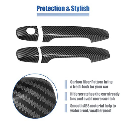 X AUTOHAUX 8 Pcs Car Door Handle Cover Trim Carbon Fiber Pattern W/Key Hole for Subaru WRX STi 2015-2021 Door Handle Protector Trim Exterior Decoration No Keyless Hole