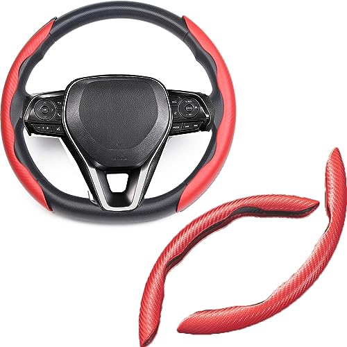 Steering Wheel Cover, Car Carbon Fiber Steering Wheel Cover, Car Wheel Cover for Men/Women, Universal Fit for 99% Steering Wheel (Carbon Fiber-Red) - color: Carbon Fiber-Red
