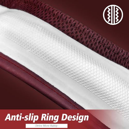 ZHOL Steering Wheel Cover,Premium Microfiber Leather,Non-Slip Breathable and Sweat-Resistant,Universal 15 Inch Steering Wheel Cover for Men and Women(Red) - color: Red