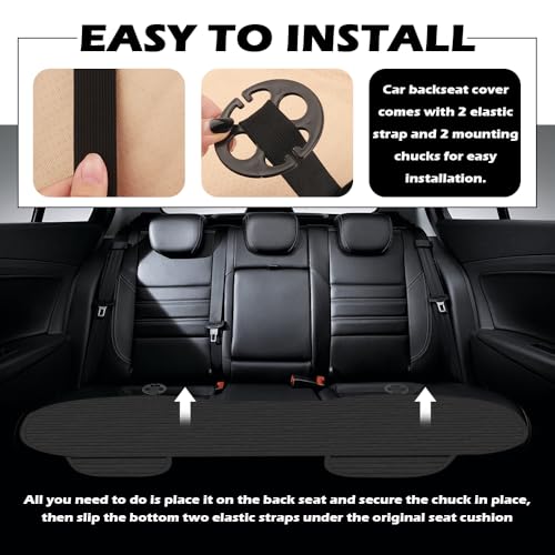 Car Back Seat Cover,Comfortable & Breathable Car Bench Seat Cover with 2 Storage Slot,Non-Slip Backseat Covers for Cars with Non-Slip Particles Cars Interior Accessories