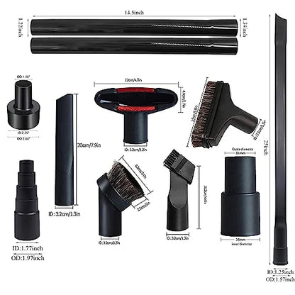 12 PCS Vacuum Attachments for Shop Vac Accessories 1 1/4 inch 1 3/8 inch Cleaning Accessories Kit with Universal Vacuum Hose Adapter Vacuum Extension Wand Horse Hair Brush Flexible Crevice Tool - size: 12 Pack