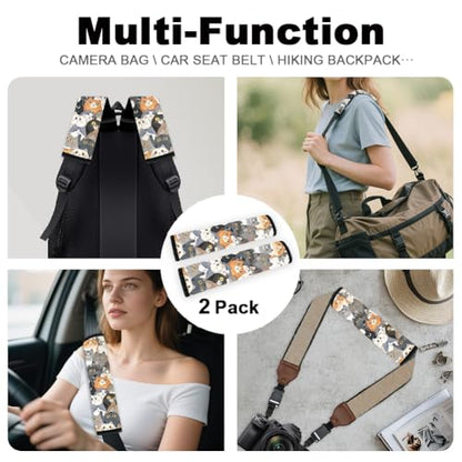 2Pcs Soft Auto Seat Belt Cover Pad Cute Cat Print Colorful Car Seatbelt Shoulder Cushion for Comfortable Driving, Compatible with All Cars' Seatbelt and Backpack Straps - color: Cat