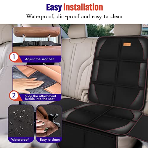 Bacgnyer Car Seat Protector, 2 Pack of Seat Protectors, Thickest Padded 600D Fabric Padding, Waterproof, Durable, Anti Slip Backing, Child Seat Protection, Suitable for Babies, Toddlers, Children - color: Black 2