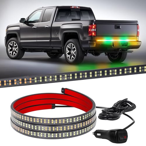 XRIDONSEN 60 inch Amber Green Emergency Lights Strip Rear Window Tailgate Strobe Lights Strip 360 LED Flashing Warning Hazard Safety for Tow Plow Trucks Construction Vehicles Pickup Wreckers - color: Amber/Green